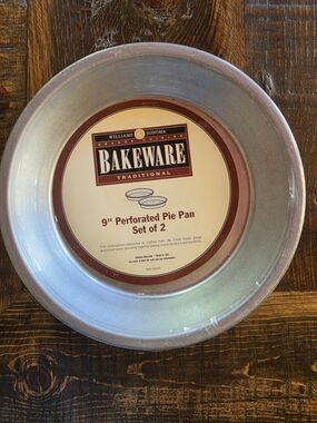 Williams Sonoma Silver 9" Perforated Pie Pan - Set of 2 New